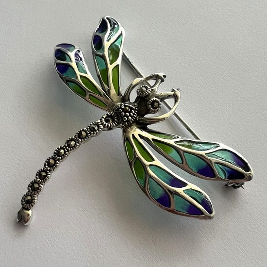 Dragonfly Brooch Libelula Verde Azul II 